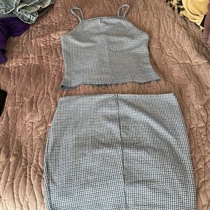 Misty rose skirt set with shirt